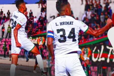 عميد الجيش الملكي “حريمات” يحتفل رفقة الجماهير العسكرية والعربي الناجي بعد التسجيل في مرمى الزمامرة